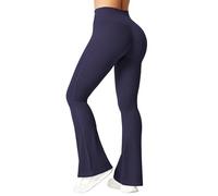 ZAAYO Flare Leggings for Women High Waisted Tummy Control Bootcut Workout Leggings Yoga Pants for Gym Casual Work Navy L