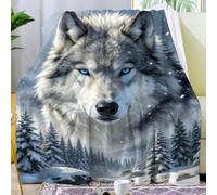 ZABAOBO Cool Wolf Blanket Gifts for Wolf Lovers Women Men Adults Warm Cozy Snowy Winter Forest Wolves Throw Blankets for Bed Sofa Couch Travel Birthday 80"x60"