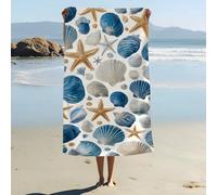 ZABAOBO Starfish Seashell Beach Towel,Cool Sea Shell Star Coral Microfiber Bath Towel Gifts for Women Adults Girls Men,Funny Beach Towels for Surf Sports Swim Pool 80X160 cm