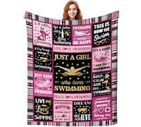 ZABAOBO Swimming Blanket Swim Team Gift for Girls Women Adults,Swimming Stuff Merch Swim Sport Theme Throw Blankets,Unique Swimmer Gifts for Swimmers 50"X40"INCH