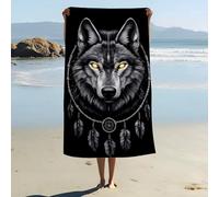 ZABAOBO Wolf Beach Towel,Cool Dream Catcher Microfiber Bath Towel Gifts for Women Adults Boys Men,Funny Animal Beach Towels for Surf Sports Swim Pool 80X160 cm