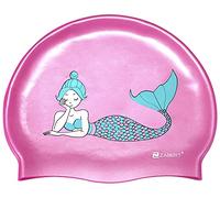 ZABERT Mermaid Kids Girls Swimming Cap Silicone Waterproof Long Hair Pink v1
