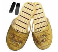 ZAbina Chinese Mesh Slippers For Women Floral Breathable Mesh Chinese Sandal Slippers With Socks (Color : Gold, Size : 6.5 UK)