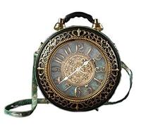 ZAbina Clock Purse Working Clock Handbags For Women Vintage Shoulderbags PU Leather Handbag Retro Shoulder Bag (Color : B, Size : 12 * 5 * 14.5IN)