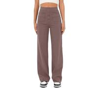 ZAbina Women's Casual High Waist Stretch Pants Wide Flexi Pants Multiple Pockets Straight Leg Pants(Light Purple,L)
