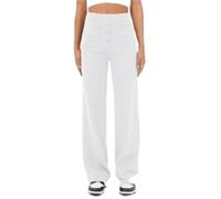 ZAbina Women's Casual High Waist Stretch Pants Wide Flexi Pants Multiple Pockets Straight Leg Pants(White,L)