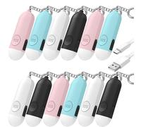 Zabree Personal Safety Alarm Strobe Light, 12 Pack Keychain Siren with Carabiner for Women, School Children, Night Runners. USB Rechargerable SOS Emergency Self Defense Alerts