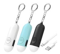 Zabree Personal Safety Alarm Strobe Light, 3 Pack Keychain Siren with Carabiner for Women, School Children, Night Runners. USB Rechargerable SOS Emergency Self Defense Alerts