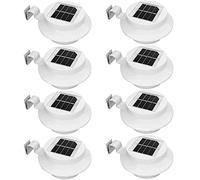 ZABY Solar Powered Gutter Lights, 8 Pack Waterproof Garden Solar Lights Outdoor with Gutter Bracket, Rechargeable Ambience LED Lighting for Patio, Yard, Terrace, Balcony, Frond Door, Porch