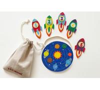 ZAC HOME Felt Space Learning Set, 5 Rocket Finger Puppets with Solar System Board, Educational Nursery Rhyme Toy, 3+ Years