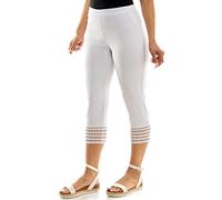 Zac & Rachel Women's Pull Crop Length Ankle Details Pants, Optic White, 12