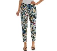 Zac & Rachel Women's Pull-on Ankle Length Pant with Tummy Control Waist Band, Black Multi Rose, 6