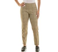 Zac & Rachel Women's Pull-on Ankle Length Pant with Tummy Control Waist Band, Brown Herringbone, 14