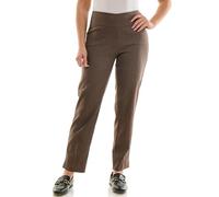 Zac & Rachel Women's Pull-on Ankle Length Pant with Tummy Control Waist Band, Brown Pinstripe, 12