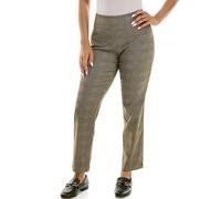 Zac & Rachel Women's Pull-on Ankle Length Pant with Tummy Control Waist Band, Brown/Terra Cotta Plaid, 6