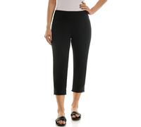 Zac & Rachel Women's Pull on Capri Pant with Lace Fringe Ankle Detail Casual, Black, 14