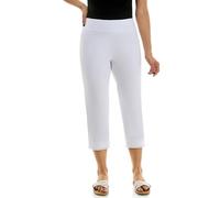 Zac & Rachel Women's Pull on Capri Pant with Lace Fringe Ankle Detail Casual, Optic White, 14