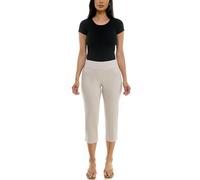 Zac & Rachel Women's Pull-on Slim Leg Crop Pant, Heathered Cream, 14