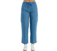 Zac & Rachel Women's Tencel Ankle Length Pant with Elastic Wasitband, Self Adjustible Belt and Functional Side Cargo Pockets Casual, Medium Wash, M