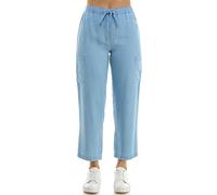 Zac & Rachel Women's Tencel Ankle Length Pant with Elastic Wasitband, Self Adjustible Belt and Functional Side Cargo Pockets Casual, Light Wash, S