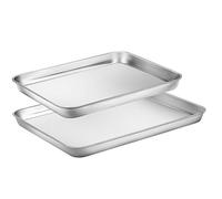 Zacfton Baking Sheet Set of 2, Stainless Steel Baking Pan Cookie Sheets for Baking, 12 Inch &10 Inch Baking Trays, Non Toxic & Heavy Duty & Mirror Finish & Rust Free & Easy Clean