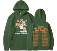 Zach Bryan Hoodie Unisex Country Music Sweatshirt, The Burn Tour Retro Pullover, Casual Streetwear for School Parties (Green,XL)