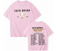 Zach Bryan Quittin Time T-Shirt Unisex, 2D Printed Loose Tee for Men Women, Country Music Shirt for Festivals and Casual Wear (Pink,M)