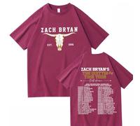 Zach Bryan Quittin Time T-Shirt Unisex, 2D Printed Loose Tee for Men Women, Country Music Shirt for Festivals and Casual Wear (Red,M)