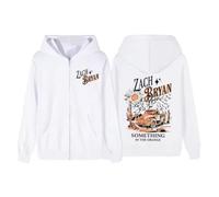 Zach Bryan Zip Hoodie Unisex The Burn Tour Sweatshirt, Retro Zip-Up Pullover for Men Women, Country Music Hoodie for Festivals (White1,L)