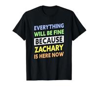Zachary is Here Now Funny Zachary Name Value Graphic T-Shirt, Men, Black, S