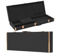 zachary - Portable Square Wooden Deluxe Guitar Case with Flat Micro Slot for IBANEZ, Mudguards, PRS, ESP More, Classic Black, Electric Stand + Guitar + Electric Guitar Strings