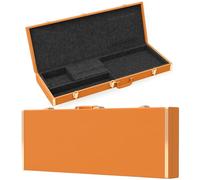 zachary - Portable Square Wooden Deluxe Guitar Case with Flat Micro Slot for IBANEZ, Mudguards, PRS, ESP More, Vitality orange, Electric Stand + Guitar + Electric Guitar Strings