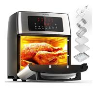 ZACHVO 15L Large Air Fryer Oven, 1700W Digital Air Fryer with Rotisserie, Touch Screen, Timer, Temperature Control up to 220℃, Convection Oven Electric Grill, 7 Accessory, Silver