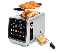 ZACHVO 2 Slice Smart Touchscreen Stainless Steel Toaster, LED Countdown & Memory Function, Intelligent Single Slice & Bagel Modes, Sandwich Cage & Warming Rack,5 Bread Programmes