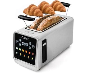 ZACHVO 4 Slice Long Slot Toaster with Smart Touchscreen & Memory Function | 235mm Long Slots for Sourdough & Artisan Bread up to 120mm High,LED Countdown,Single-Side Toasting
