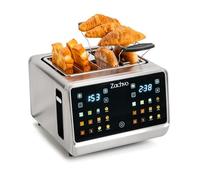 ZACHVO 4 Slice Stainless Steel Toaster with Touchscreen & Independent Dual Controls, 1.45" Extra-Wide Slots for Bagels, 6 Bread Modes & 6 Browning Levels, Warming Rack & Sandwich Cage, Auto Shut-Off