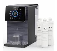 Zachvo Countertop Reverse Osmosis System, 3-Cartridge, 6 Temperature Levels Hot Water Dispenser(RT-95℃), Lime-Free Drinking Mobile Water Filter, no Water Connection, for Kitchen and Office