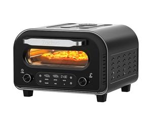 ZACHVO Electric Pizza Oven - Up to 450°C, 90 Sec Neapolitan Pizza Maker, 5 Presets, LED Touch & Dial, Stainless Steel,Indoor Use, Includes Pizza Stone, Peel & Recipe Book, Fits 12” Pizzas, Black