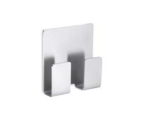 Zack Appeso Brushed Stainless Steel Self Adhesive Double Towel Hook 40135