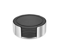 Zack Vetro Silicone Coaster Set with Brushed Stainless Steel Stand 20384
