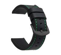 ZacLAy 18mm 20mm 22mm 24mm Watch Band Strap Sport Vintage Leather Watchband Stainless Steel Buckle, Black Green Black, 24mm