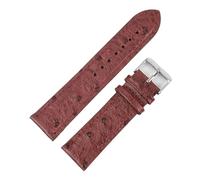ZacLAy Vintage Leather Watchband 18mm 20mm 22mm Ostrich Pattern Watch Strap Belt Watch Accessories, Wine Red, 18mm