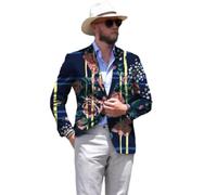 ZACOLLAN Men Suit Men Casual Trend Print Suit Jacket Men Fashion Urban Temperament Longsleeve Suit Men Slim Fit Lightweight Comfortable Blazer B-04 XXL