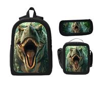 ZaCosy a a dinosaur its mouth open a jungle Backpack with Lunch Box Pencil Set 3 psc Women Men