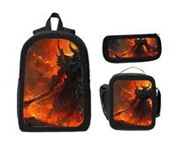ZaCosy Amidst the raging flames and billowing smoke the demon slayers determi Backpack with Lunch Box Pencil Set 3 Women Men