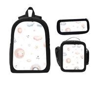 ZaCosy blue clouds rainbow gold stars and moons Watercolor hand drawn s w Backpack with Lunch Box Pencil Set 3 Women Men