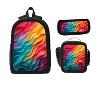 ZaCosy colorful abstract swirl dynamics Backpack with Lunch Box Pencil Set 3 Women Men, Multi9, 17x12.6 x5.1in, Traditional Backpacks
