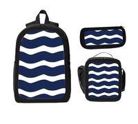 ZaCosy floral abstract flowers and leaves pastel blue colors light Backpack with Lunch Box Pencil Set 3 Women Men, Multi4, 17x12.6 x5.1in, Traditional Backpacks