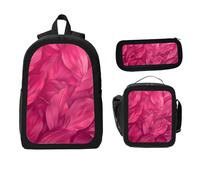 ZaCosy Heart pink wrapping paper and textile romantic Backpack with Lunch Box Pencil Set 3 psc Women Men, Multi5, 17x12.6 x5.1in, Traditional Backpacks