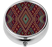 ZaCosy Mini Portable Pill Case Box for Purse Vitamin Medicine Metal Small Cute Travel Pill Organizer Container Holder Pocket Pharmacy 3D imitation fabric and embroidery ornament Latin